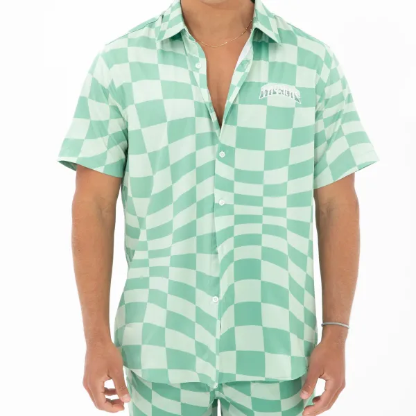Unisex Ripndip Checked Short Sleeve Button Up